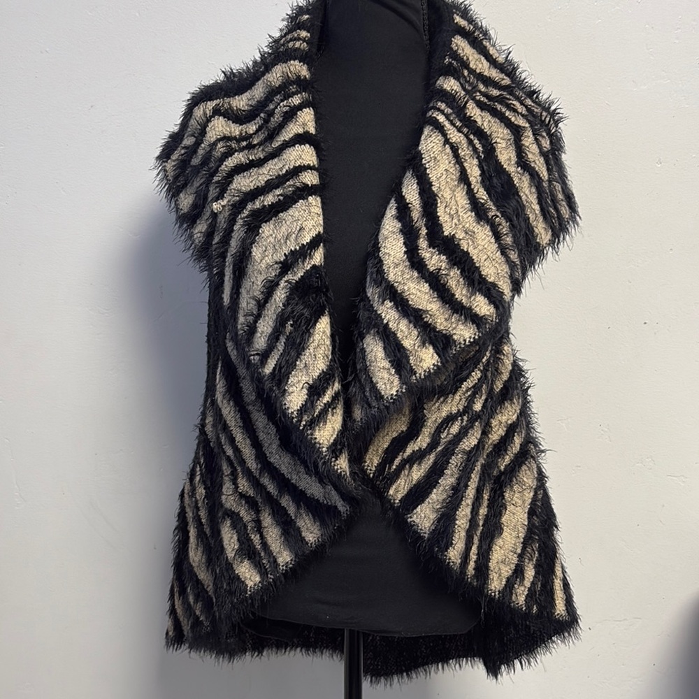 Zebra Print Fuzzy Women's Sweater Vest